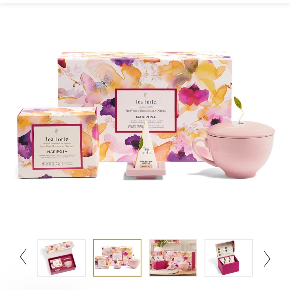 Forte Mariposa Floral Tea Gift Set in Pink